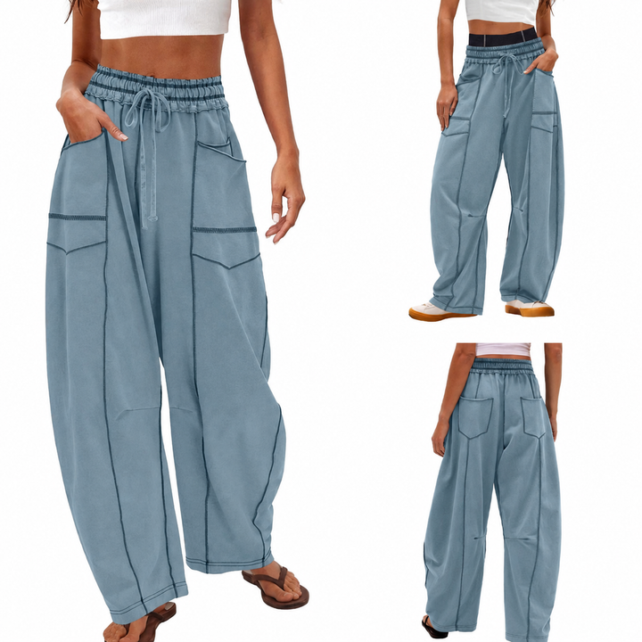 Paloma | Damen Cargo-Hose mit weitem Bein, hoher Taille und Kordelzug