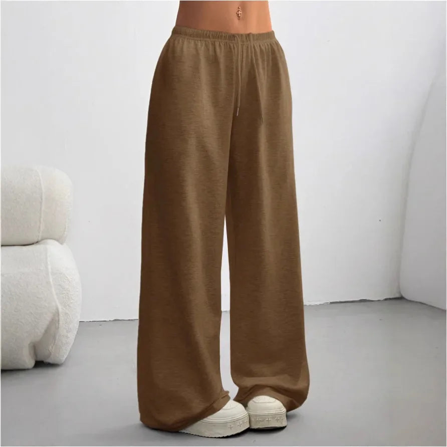 Aldene | Women's Relaxed Wide-Leg Sweatpants - Brown - Image 1