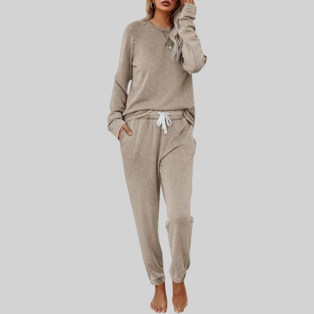 Aldmira | Women's Tracksuit Set with Joggers - Taupe - Image 1