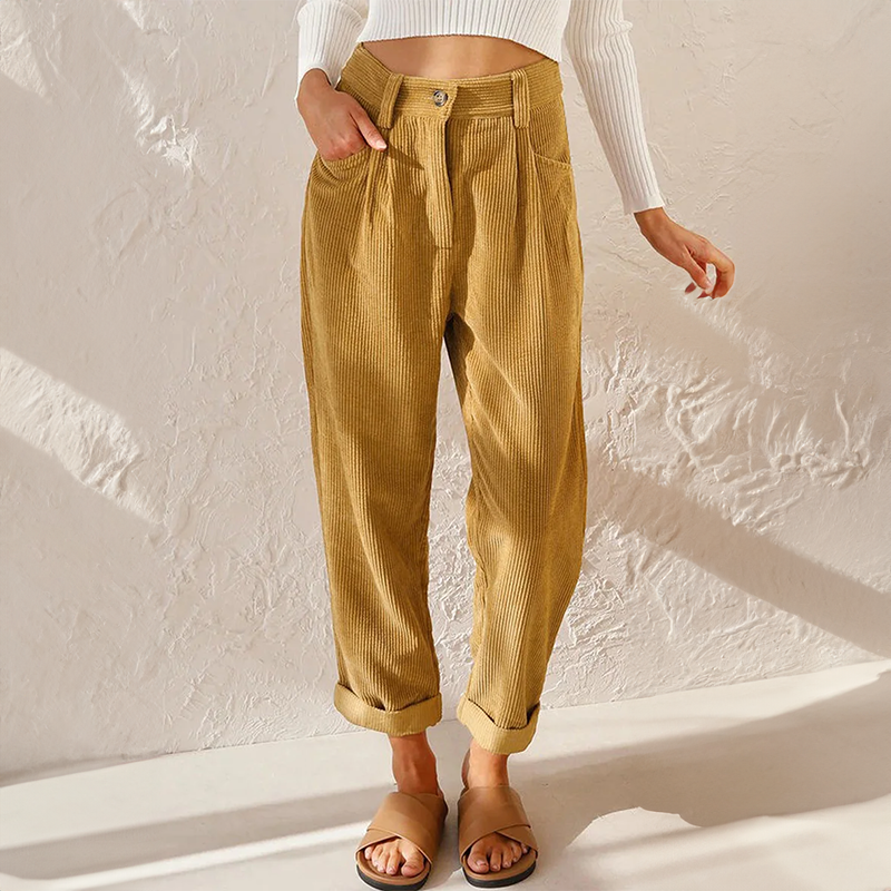Allegra | Women's Wide Leg Relaxed Fit Trousers - Khaki - Image 1