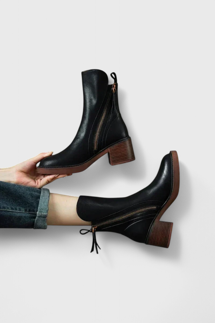 Althea | Women's Block Heel Ankle Boots - Black - Image 1