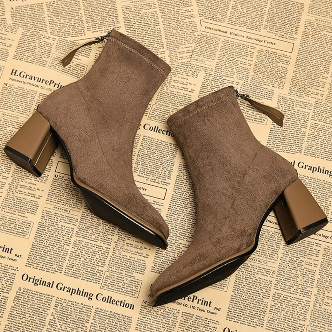 Anastasia | Women's Block Heel Ankle Boots - Brown - Image 1