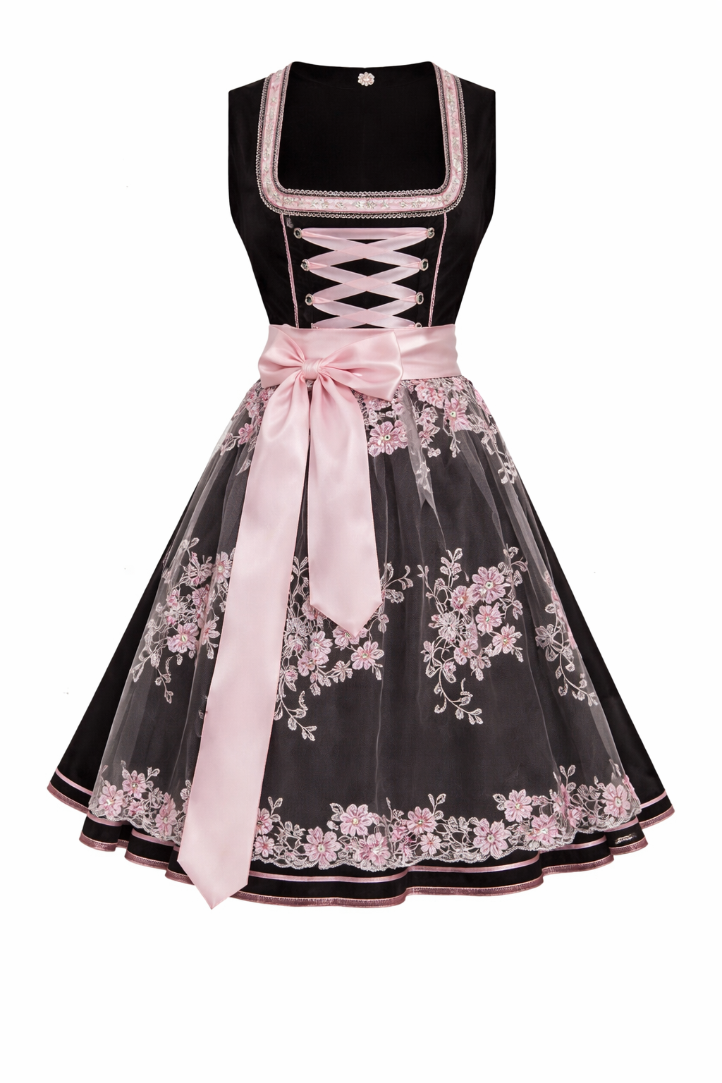 Anneliese | Women's Dirndl Oktoberfest Dress Black & Pink - Black - Image 1