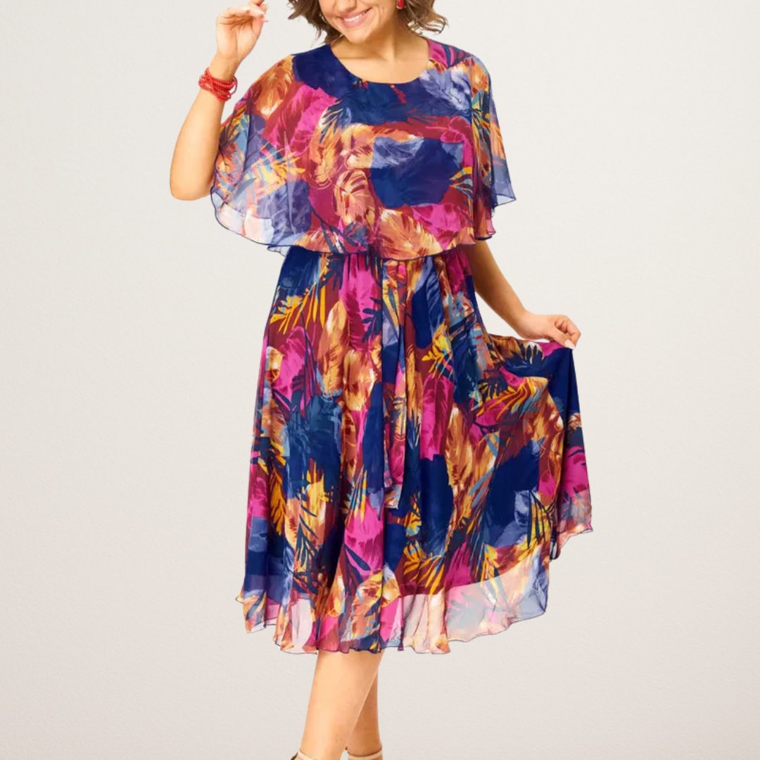 Arabella | Women's Floral Print Short Sleeve Midi Dress - Image 1