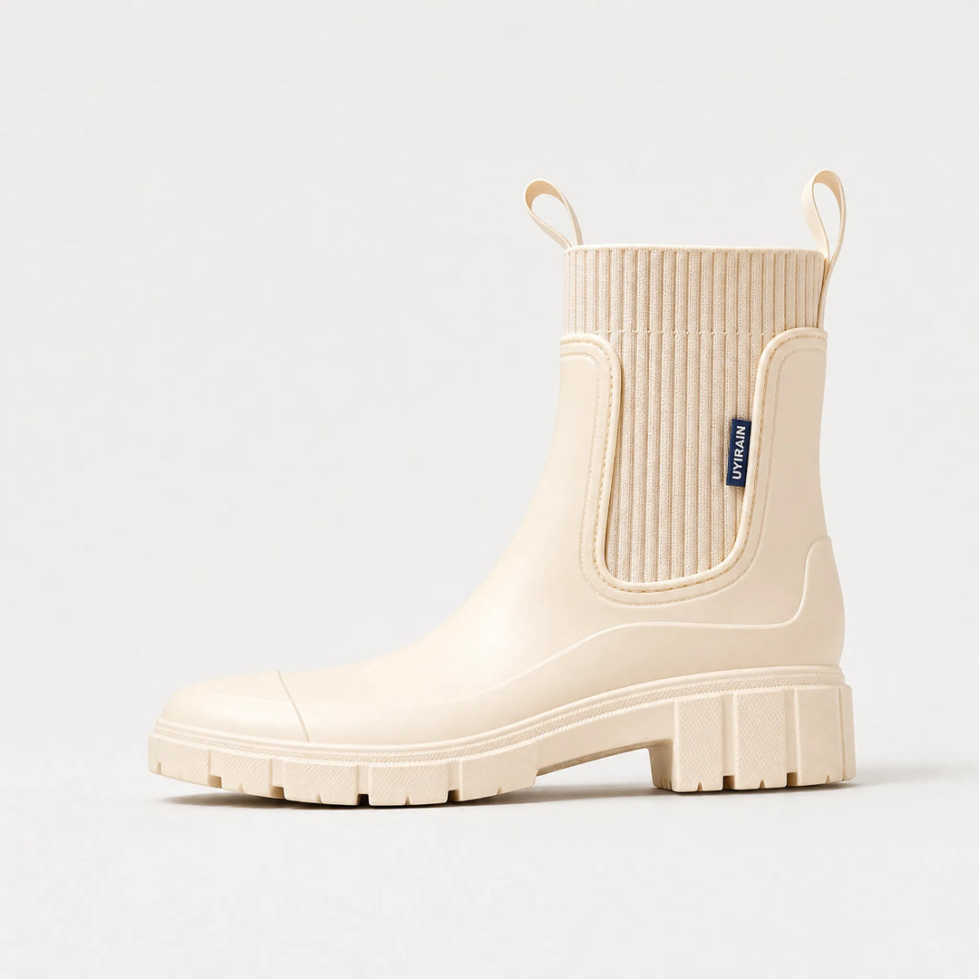 Arvindra | Women's Waterproof Chelsea Ankle Boots - Cream - Image 1