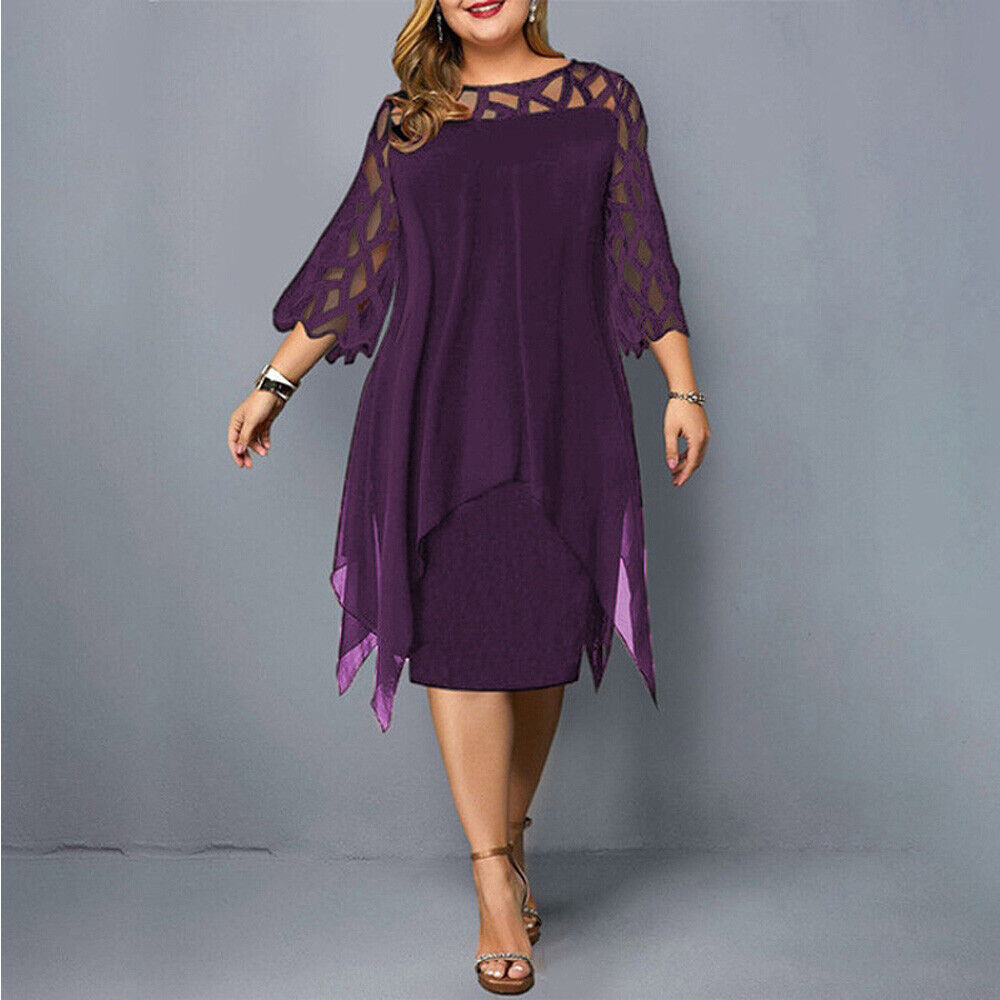 Aurore | Women's Lace Overlay Midi Dress - Purple - Image 1