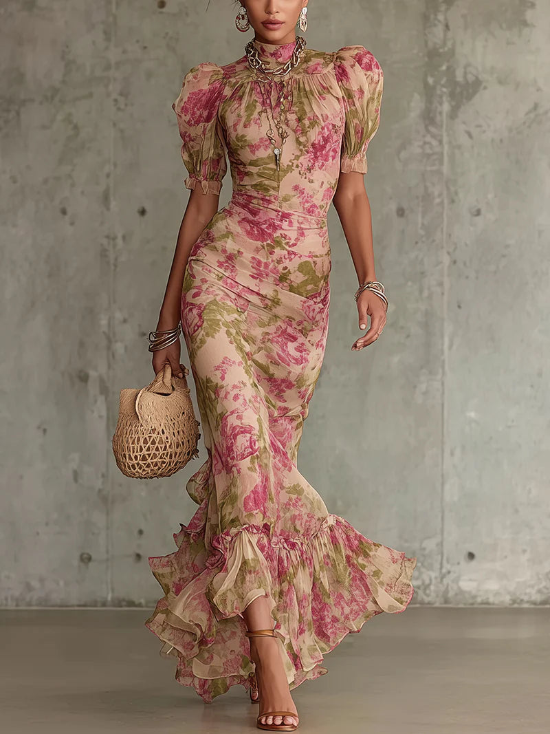 Beatrix | Women's Floral Mock Neck Maxi Dress - Floral - Image 1