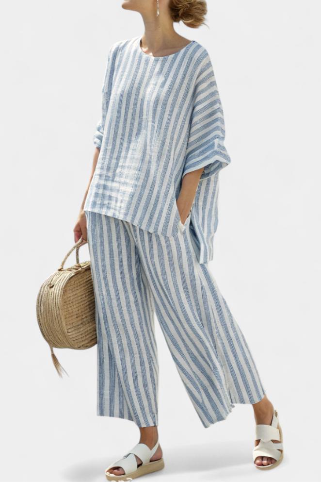 Beatrix | Women's Striped Co Ord Set - Striped - Image 1