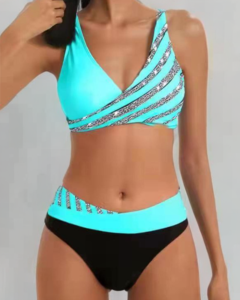 Belisaria | Women's Two Piece Printed Bikini Set - Teal - Image 1
