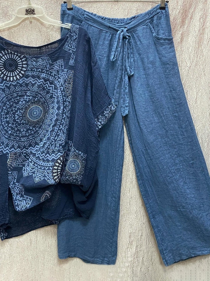 Brenna | Damen Mandala-Print Weites Bein Zweiteiler - Gelb - Bild 3
