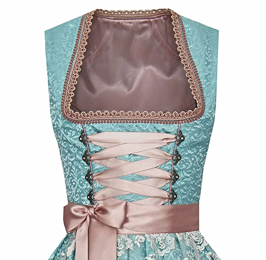 Britta | Women's Dirndl Oktoberfest Dress with Corset Lacing - Teal - Image 1