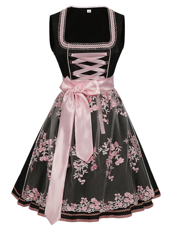 Britta | Women's Dirndl Oktoberfest Midi Dress - Black - Image 1