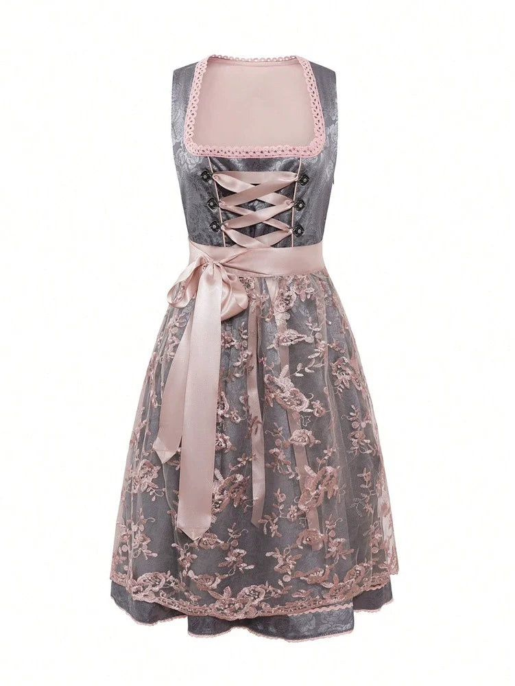 Britta | Women's Dirndl Oktoberfest Midi Dress - Grey - Image 1