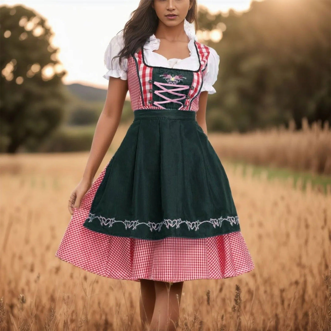 Britta | Women's Dirndl Oktoberfest Plaid Midi Dress - Image 1