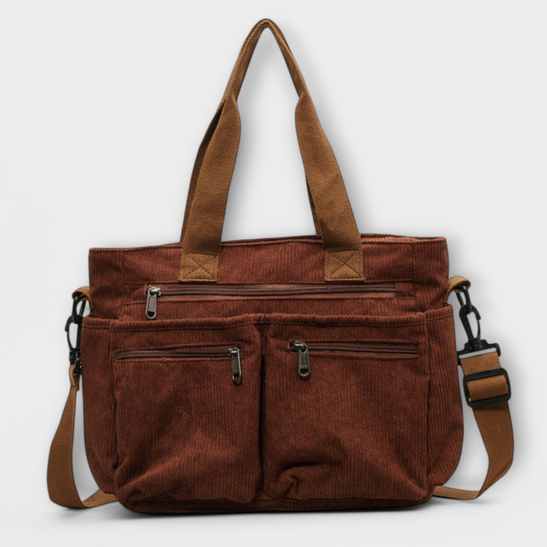 Calista | Women's Multi Pocket Shoulder Tote Bag - Brown - Image 1