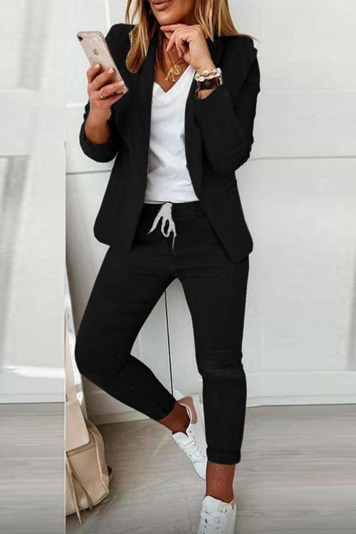 Calveth | Women's Blazer and Jogger Trouser Co-ord Set - Black - Image 1