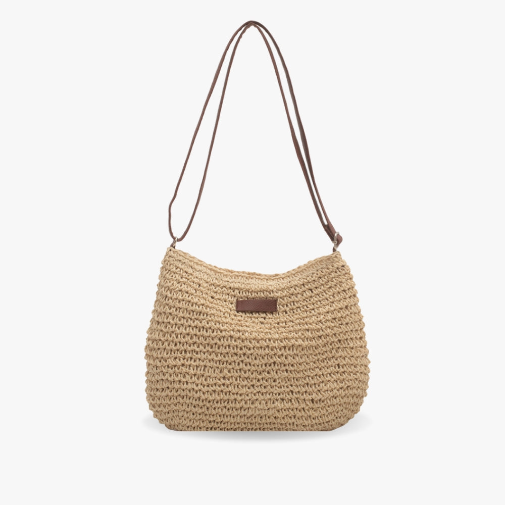 Cassiopeia | Women's Woven Slouchy Shoulder Bag - Beige - Image 1