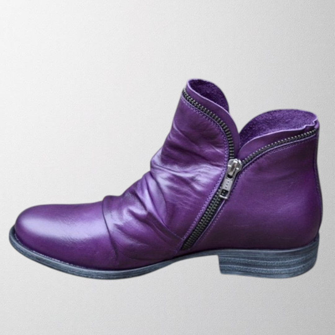Celestara | Women's Purple Zip Detail Ankle Boots - Purple - Image 1