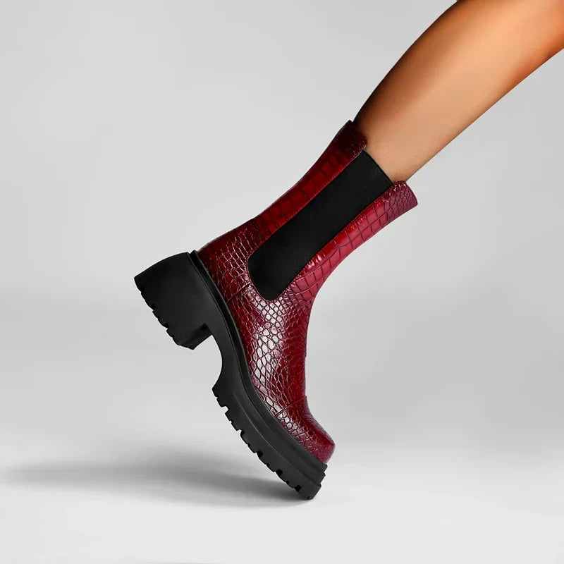 Constanza | Women's Platform Chelsea Ankle Boot - Burgundy - Image 1
