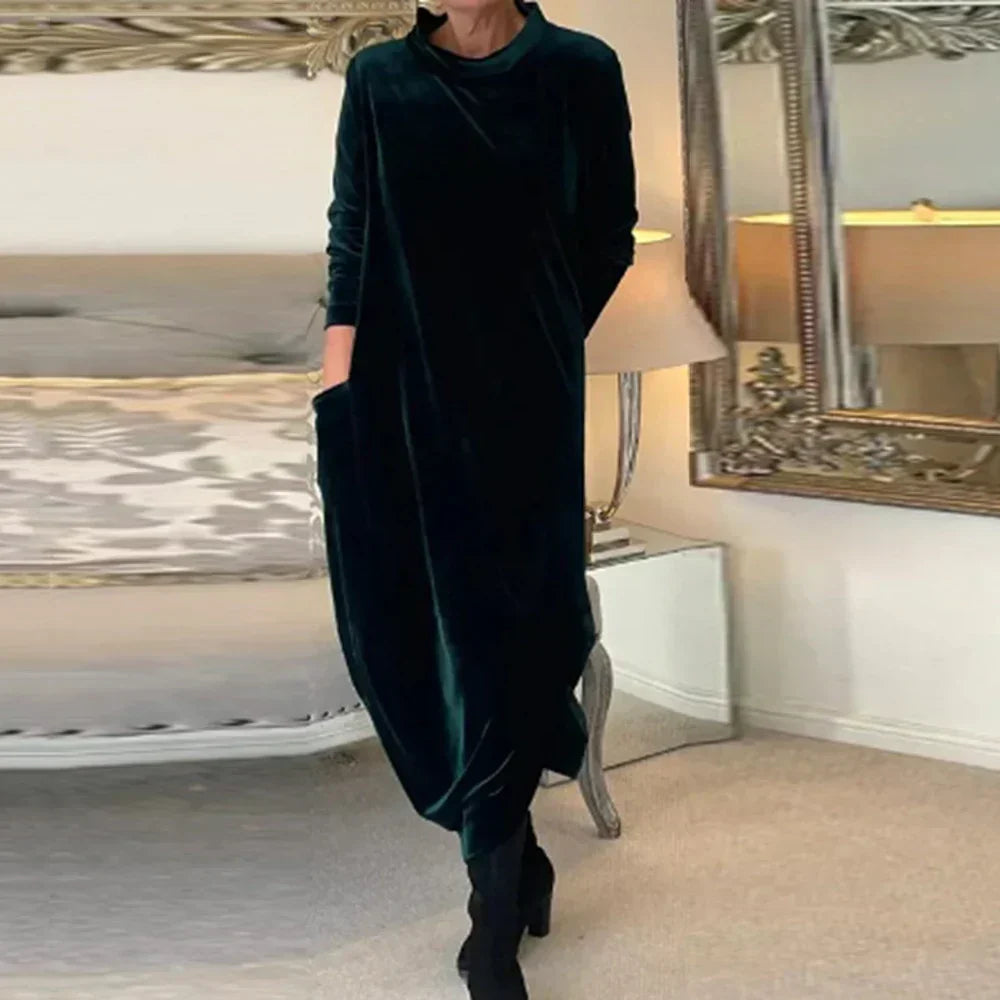 Cordiana | Women's Long Sleeve Tunic Dress - Dark Green - Image 1