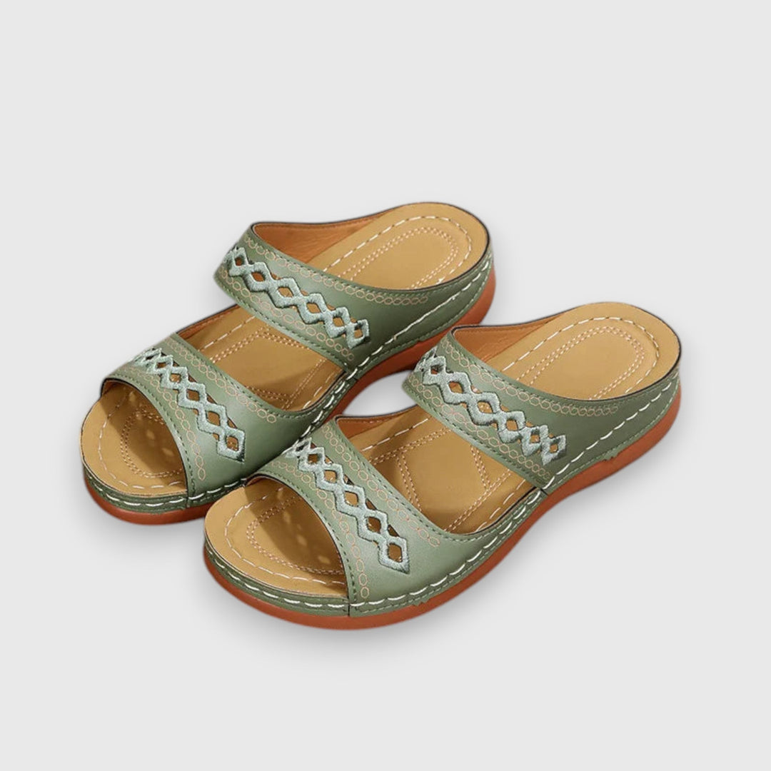 Cordissa | Women's Wide Fit Comfort Slide Sandals - Green - Image 1