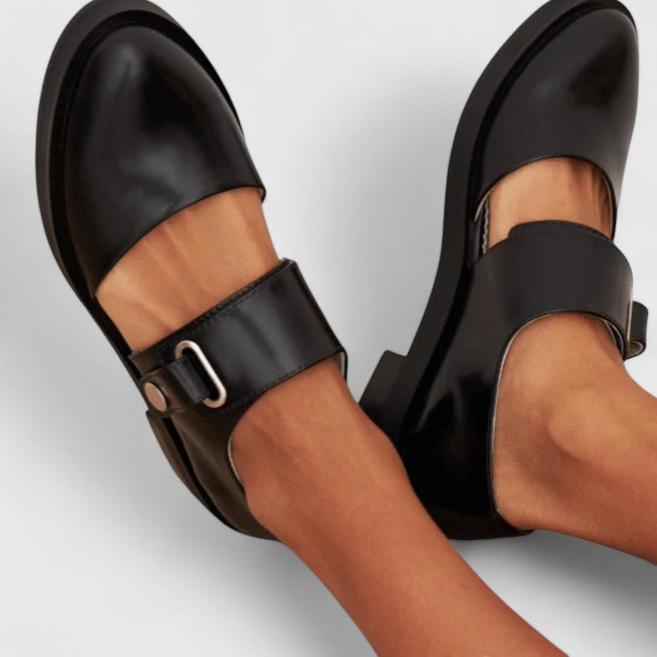 Cordwyn | Women's Black Mary Jane Buckle Shoes - Black - Image 1