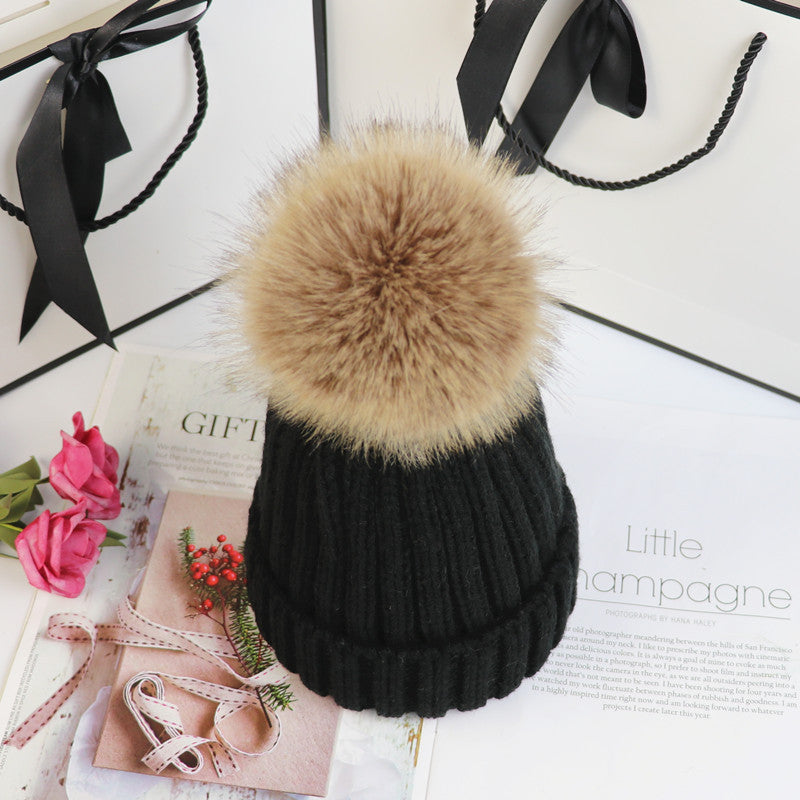 Cordwynn | Women's Pom Pom Knit Beanie Hat - Black - Image 1