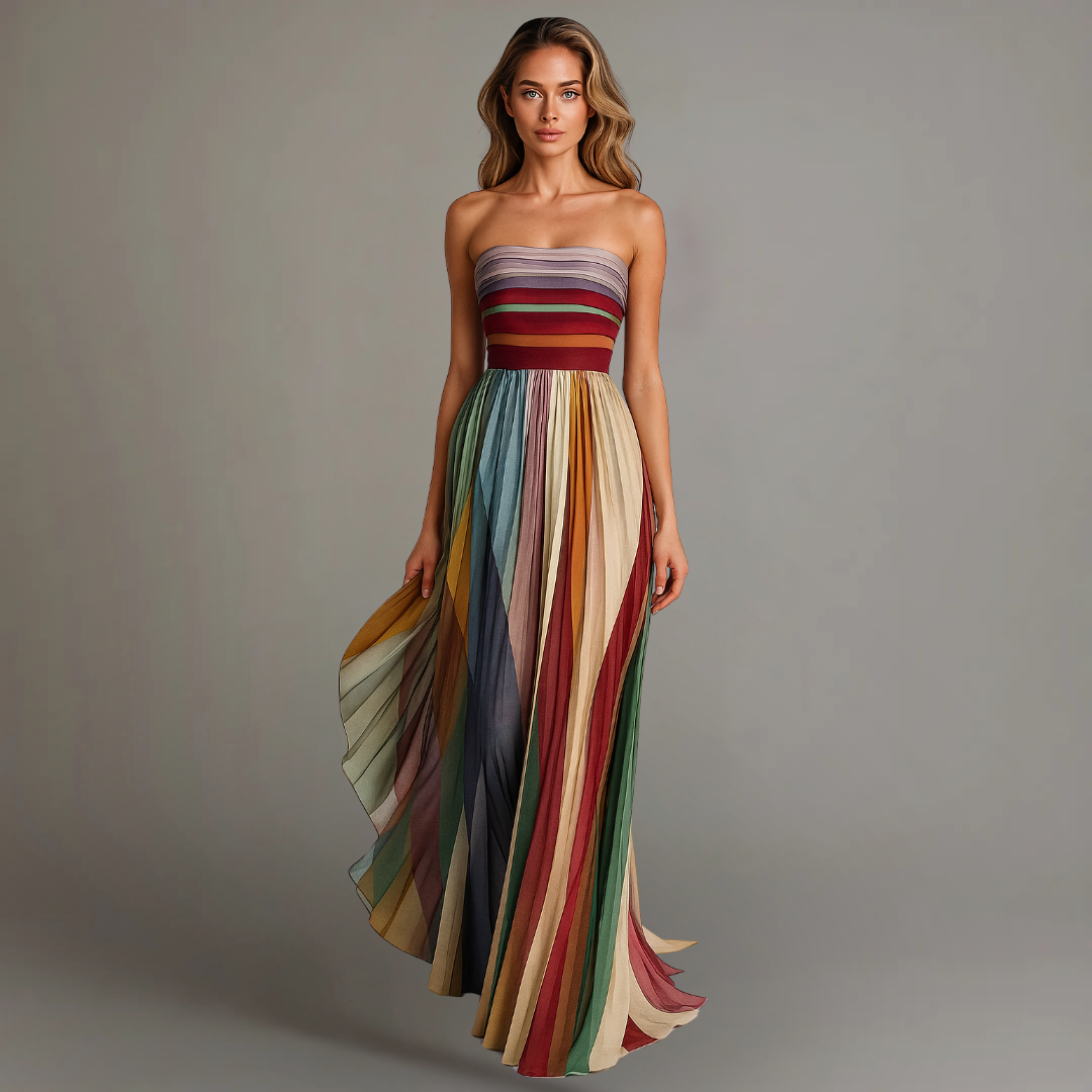 Cordyn | Women's Strapless Pleated Maxi Dress - Image 1