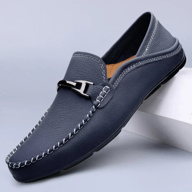 Corvald | Men's Slip-On Loafers Smart Casual Shoe - Navy - Image 1