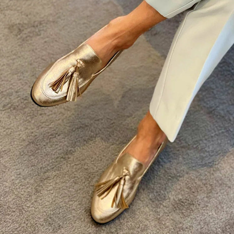 Corveth | Women's Gold Tassel Loafers - Gold - Image 1
