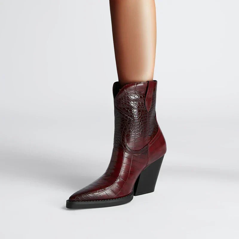 Cressida | Women's Heeled Ankle Boots - Burgundy - Image 1