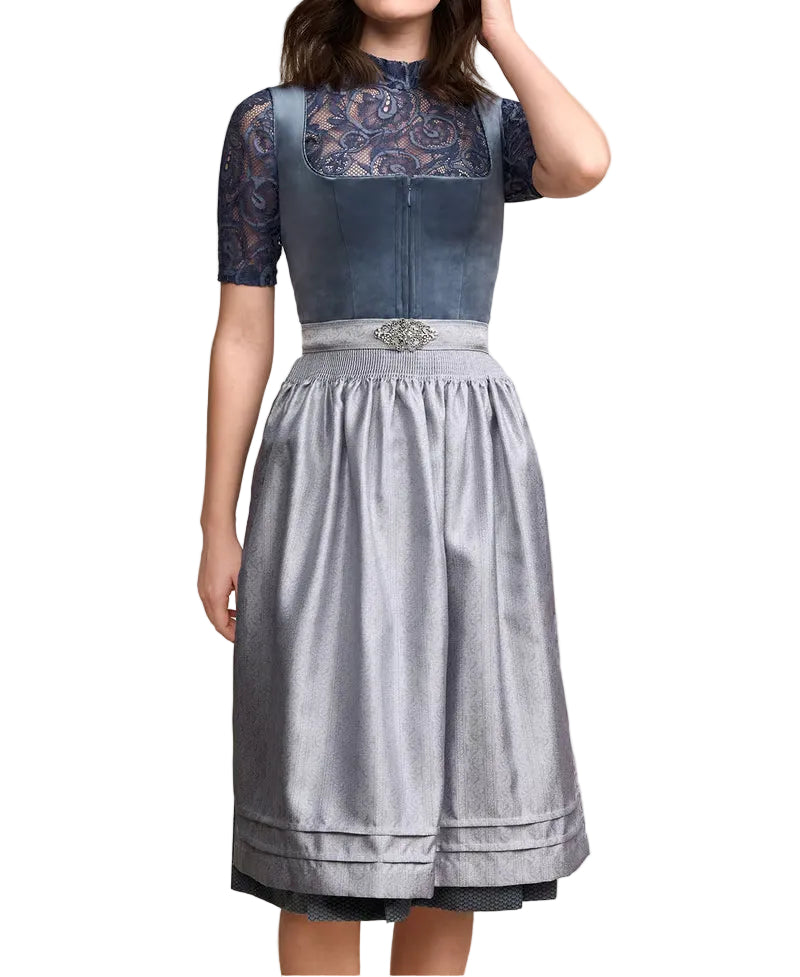 Britta | Women's Dirndl Oktoberfest Midi Dress - Navy - Image 1