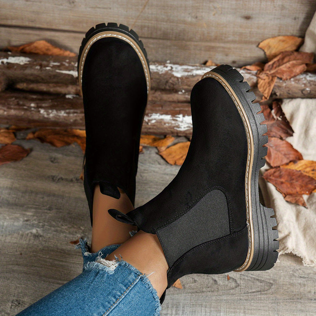 Darcie | Women's Platform Chelsea Ankle Boots - Black - Image 1