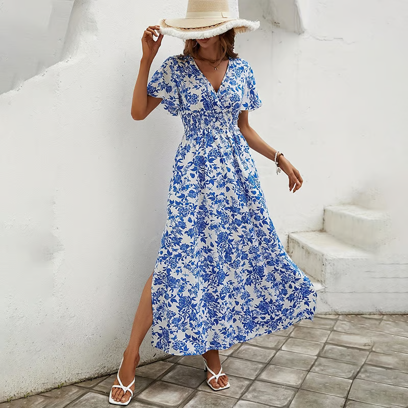 Delphine | Women's Floral V Neck Maxi Dress - Floral - Image 1