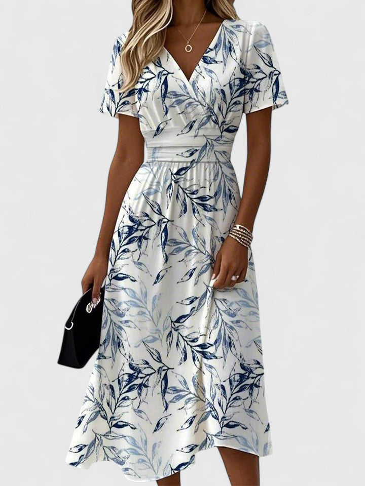 Delphine | Women's Floral Wrap Midi Dress - Floral - Image 1