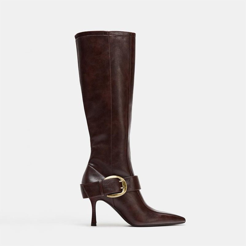 Dravindel | Women's Knee-High Boots - Dark Brown - Image 1