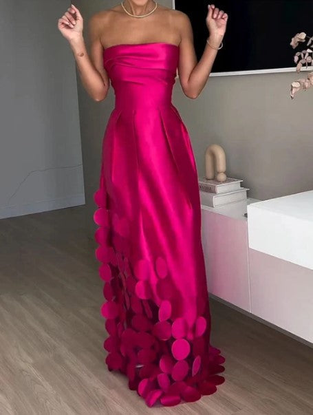 Elodie | Women's Strapless Maxi Wedding Guest Dress - Pink - Image 1