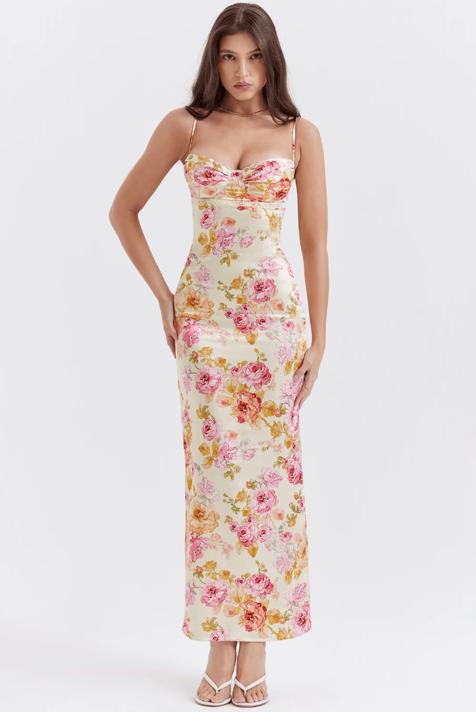 Elspeth | Women's Floral Spaghetti Strap Maxi Dress - Floral - Image 1