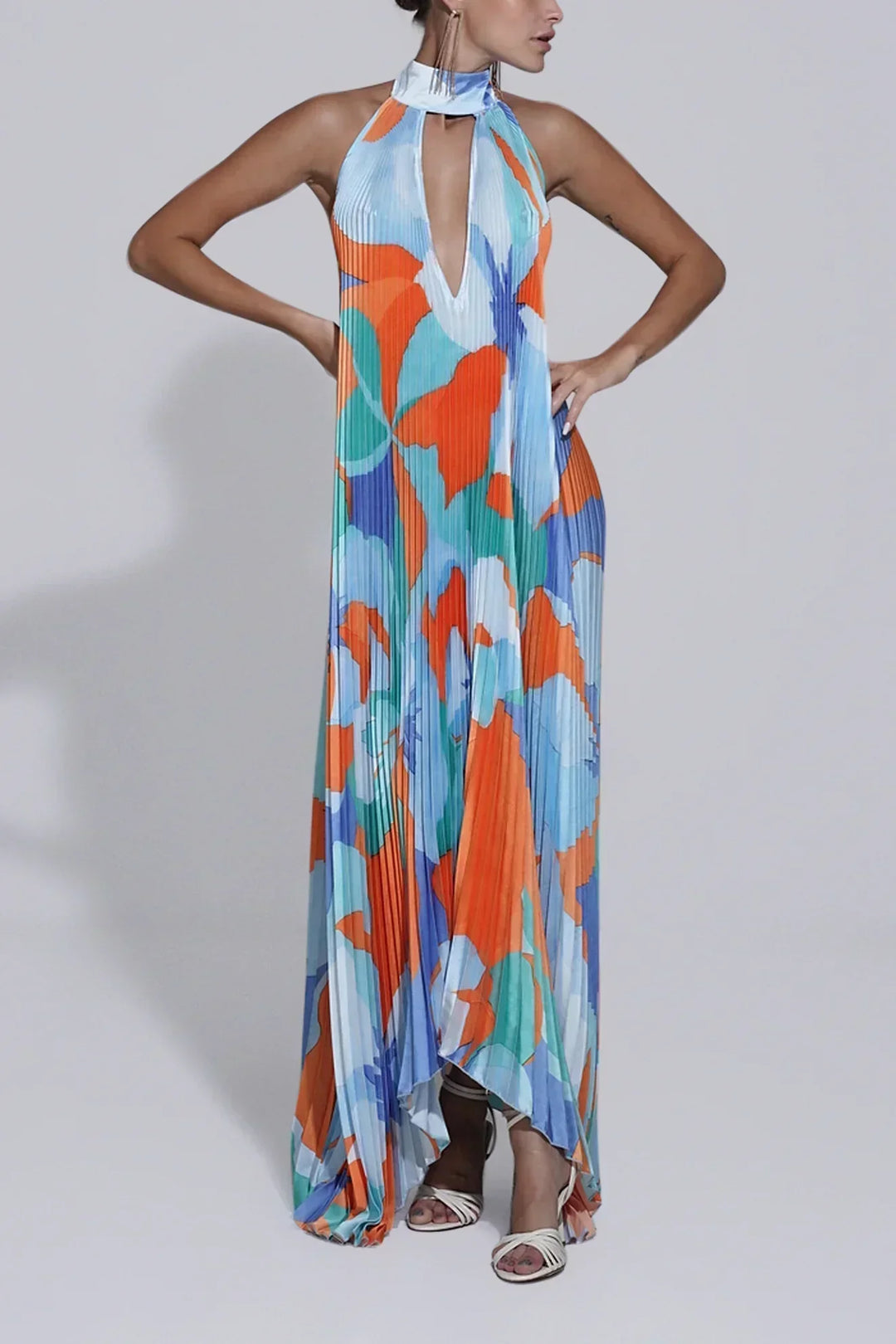 Emmeline | Women's Halter Pleated Maxi Dress - Image 1