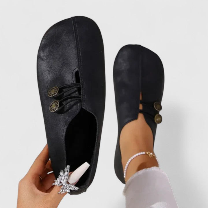 Evadne | Women's Black Slip On Loafers - Black - Image 1