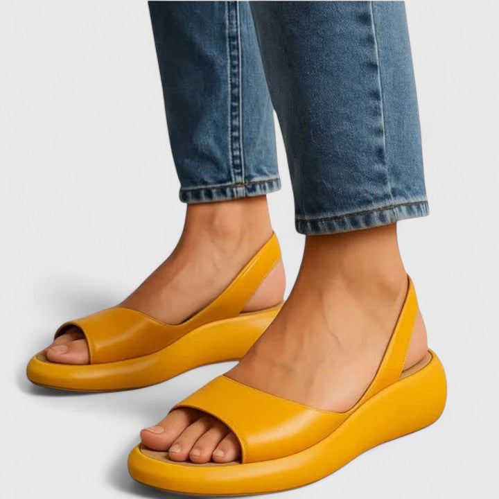 Evadne | Women's Platform Slingback Sandals - Yellow - Image 1