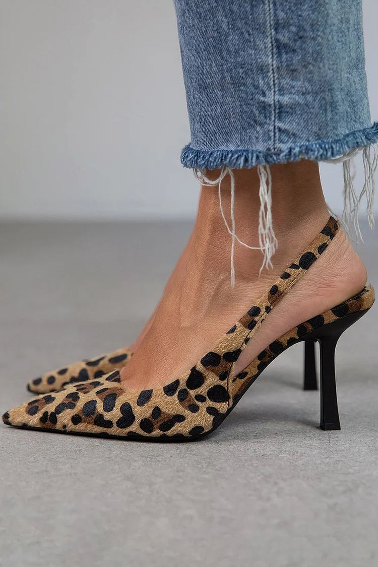 Evangelyn | Women's Leopard Print Slingback Heels - Image 1