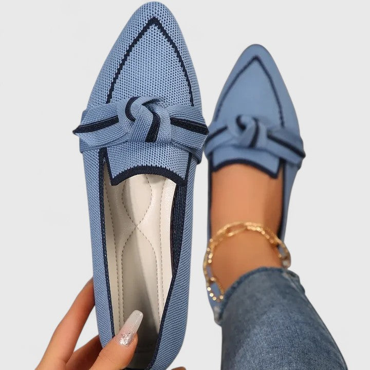 Fenella | Women's Pointed Toe Flat Loafers - Blue - Image 1