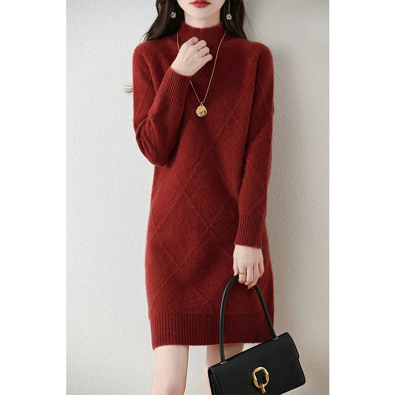 Fennimore | Women's Knitted Sweater Dress - Red - Image 1