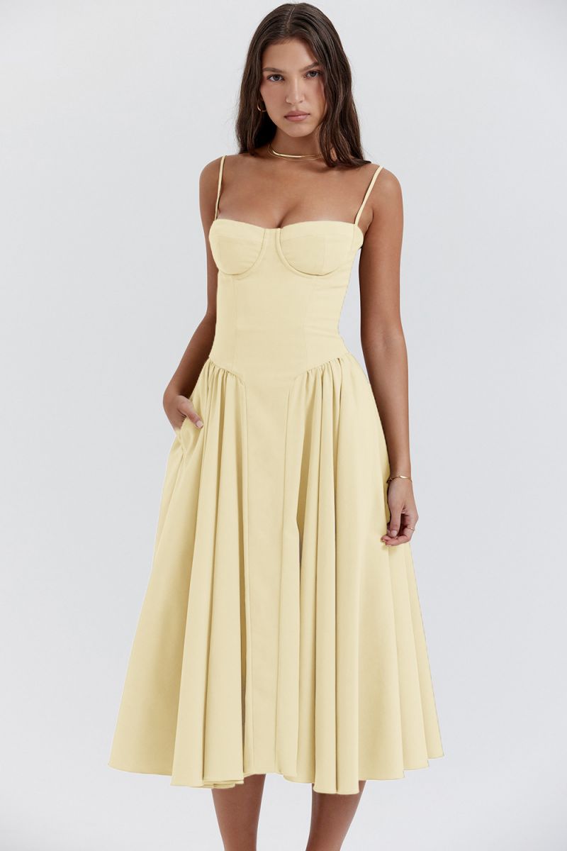 Galatea | Women's Bustier Midi Dress - Champagne - Image 1