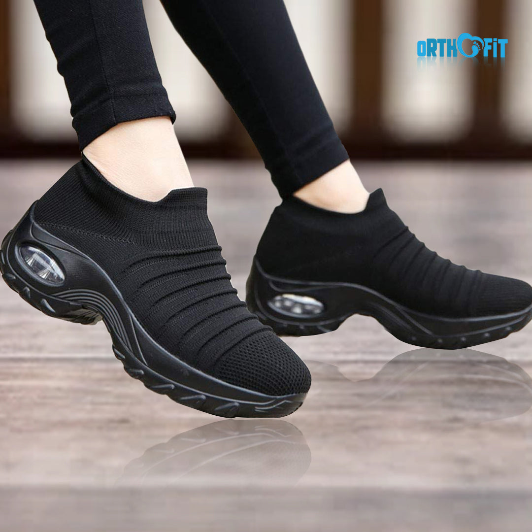 Guinevere | Women's Arch Support Slip On Trainers - Black - Image 1
