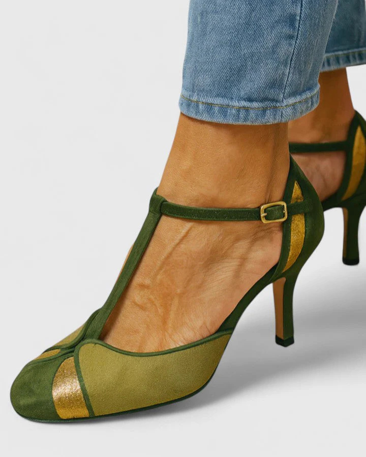 Guinevere | Women's T-Bar Heels - Green - Image 1