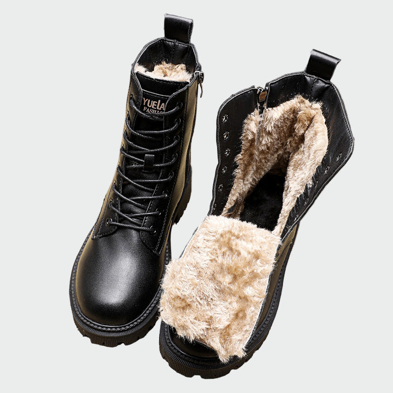 Halvara | Women's Waterproof Winter Boots with Fur Lining - Black - Image 1