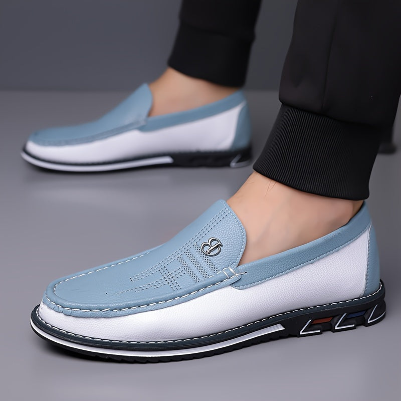 Halveth | Men's Slip-On Loafers Smart Casual Shoes - Light Blue - Image 1