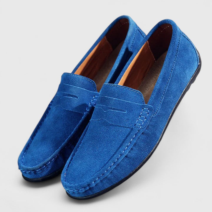 Halveth | Women's Suede Slip-On Penny Loafers - Royal Blue - Image 1